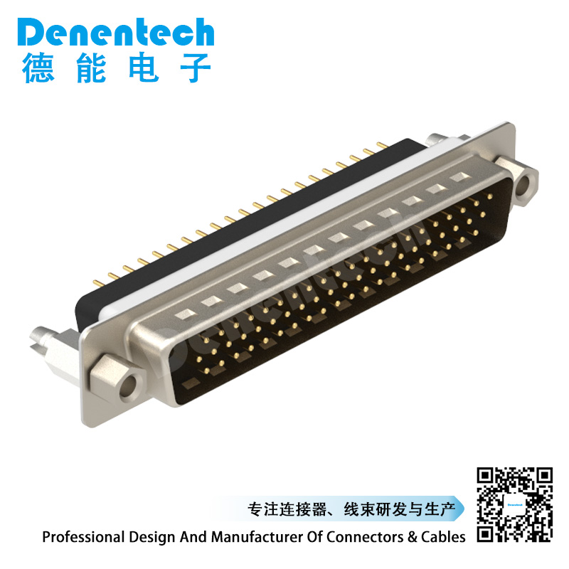 Denentech 高质量的D-SUB 62PIN连接器HDE62P插板公座180度插板 三排黑色胶芯 HDE62P公座180度插板 连接器
